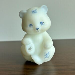 Fenton Satin Glass Hand Painted Bear